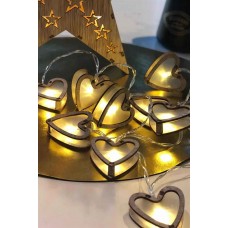 Ahşap Kalp Işık Zinciri